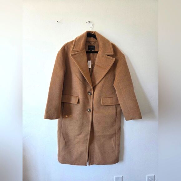 NEW Banana Republic Sunday Coat Classic Camel Wool Alpaca Trench Coat MobWife M - Picture 1 of 11